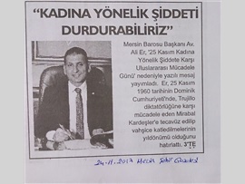 BASINDA BAROMUZ (Başkanımızın '25 Kasım Kadına Yönelik Şiddete Karşı Uluslararası Mücadele Günü’ mesajı)