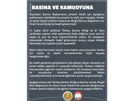 BİNGÖL BAROSU BAŞKANIMIZA YAĞPILAN TEHTİDE BAROLARDAN TEPKİ