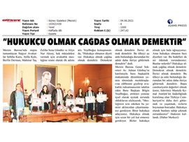 Yemin Töreni (Yeşilboğaz: "Hukukçu olmak, çağdaş olmak demektir")