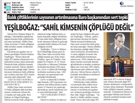 BASINDA BAROMUZ (Baro Başkanımız Av. Bilgin Yeşilboğaz'dan Balık Çiftliklerine Tepki)