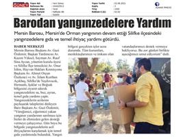 Mersin Barosu'ndan yangınzedelere yardım