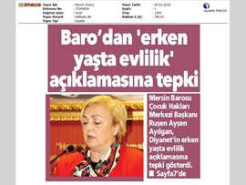 BASINDA BAROMUZ (Diyanet İşleri Başkanlığı'nın Erken Yaşta Evlilikle İle İlgili Açıklamasına Tepki)