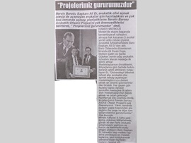 BASINDA BAROMUZ (Baro Bşk. Er: "Projelerimiz Gururumuzdur")