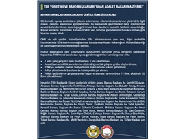 TBB VE BARO BAŞKANLARIMIZDAN ADALET BAKANI'NA ZİYARET