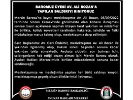BAROMUZ ÜYESİ AV. ALİ BOZAN'A YAPILAN SALDIRIYI KINIYORUZ