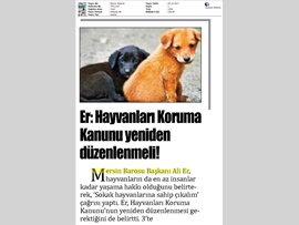 BASINDA BAROMUZ (4 Ekim Dünya Hayvanları Koruma Günü Mesajı) 03.10.2017