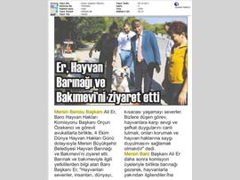 BASINDA BAROMUZ (4 Ekim Dünya Hayvanları Koruma Günü Mesajı) 03.10.2017