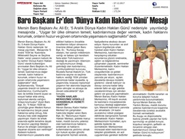 BASINDA BAROMUZ (Başkanımızın Dünya Kadın Hakları Günü Mesajı)