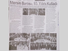 BASINDA BAROMUZ (Erdemli İlçe Temsilciliğimizde Baromuzun 93. Yaşını Kutladı)