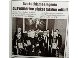 Avukatlık mesleğinin duayenlerine plaket takdim edildi