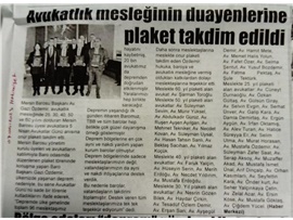Avukatlık mesleğinin duayenlerine plaket takdim edildi