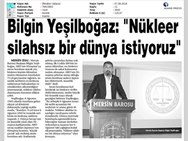 BASINDA BAROMUZ (Baro Bşk. Bilgin Yeşilboğaz, "Nükleer Silahsız Bir Dünya İstiyoruz")