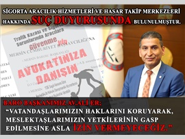 YASA DIŞI İŞ YAPAN , SİGORTA ARACILIK HİZMETLERİ YADA HASAR TAKİP MERKEZLERİ ADI ALTINDA FAALİYET GÖSTEREN KİŞİ VE ŞİRKETLERE SUÇ DUYURUSUNDA BULUNULMUŞTUR.