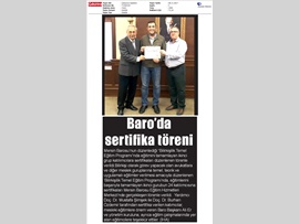 BASINDA BAROMUZ (BİLİRKİŞİLİK TEMEL EĞİTİM PROGRAMININ 2. GURUP KATILIMCILARI SERTİFİKALARINI ALDI)