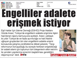 BASINDA BAROMUZ (Engelli Kadınlar, Engelli Erkeklere Oranla Adalete Daha Az Erişiyor)