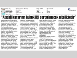 BASINDA BAROMUZ (Aladağ Kararı, Hukukiliği Doğrulanacak Niteliktedir)