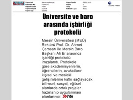 BASINDA BAROMUZ (Baromuz ile Mersin Üniversitesi Arasında İşbirliği Protokolü İmzalandı)