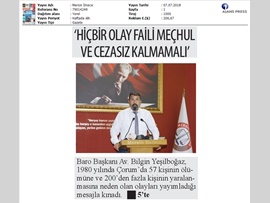 BASINDA BAROMUZ (Çorum Katliamı Kınama Mesajı)