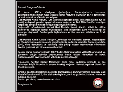 BAROLARDAN ORTAK 1O KASIM MESAJI