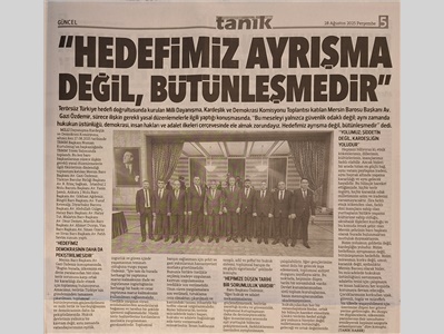 Baro Başkanımız Av. Gazi Özdemir,  Milli Dayanışma, Kardeşlik ve Demokrasi Komisyonu Toplantısına katıldı