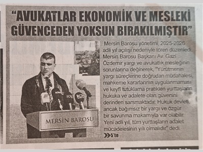 Mersin Barosu 2025-2026 Adli Yıl Açılış Töreni düzenledi