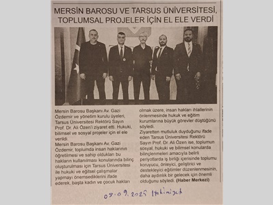 Mersin Barosu ile Tarsus Üniversitesi toplumsal projelerde el ele verdi