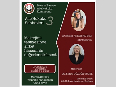 MERSİN BAROSU AİLE HUKUKU KOMİSYONU OCAK AYI EĞİTİM PROGRAMI