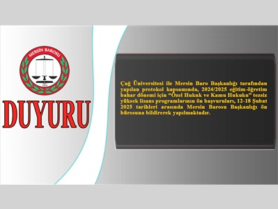 ÇAĞ ÜNİVERSİTES ÖZEL HUKUK VE KAMU HUKUKU TEZSİZ YÜKSEL LİSANS BAŞVURUSU HAKKINDA