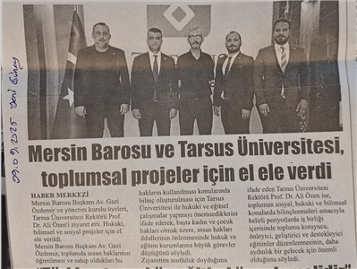 Mersin Barosu ile Tarsus Üniversitesi toplumsal projelerde el ele verdi
