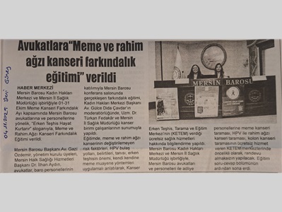 Avukatlara "Meme ve Rahim Ağzı Kanseri" Farkındalık Eğitimi Verildi