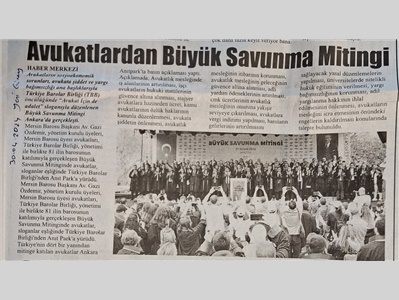 Mersin Barosu Büyük Savunma Mitingine katıldı