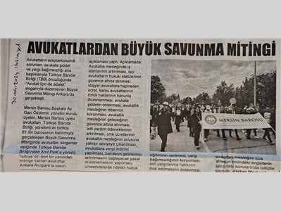 Mersin Barosu Büyük Savunma Mitingine katıldı