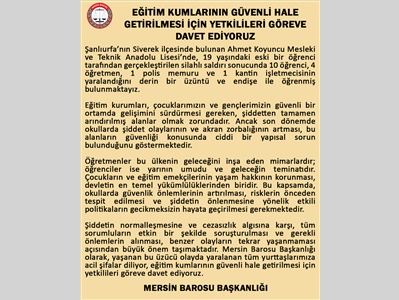 EĞİTİM KUMLARININ GÜVENLİ HALE GETİRİLMESİ İÇİN YETKİLİLERİ GÖREVE DAVET EDİYORUZ