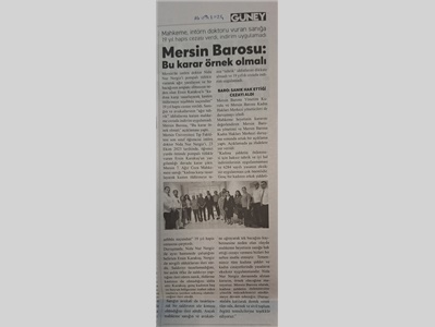 Mersin Barosu Nida Nur Nergiz'in karar duruşmasına katıldı