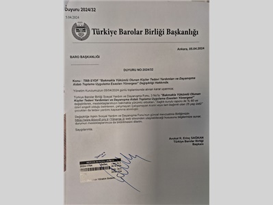 TBB-SYDF YÖNERGE DEĞİŞİKLİĞİ HAKKINDA