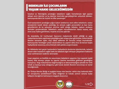 TBB VE BAROLAR ORTAK AÇIKLAMA YAPTI