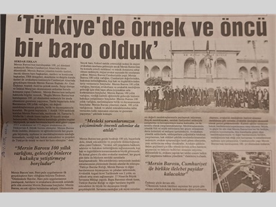 Mersin Barosu'nun kuruluşunun 100. yılı nedeniyle tören düzenlendi