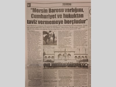 Mersin Barosu'nun kuruluşunun 100. yılı nedeniyle tören düzenlendi