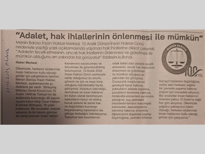 10 Aralık Dünya İnsan Hakları Günü basın açıklaması