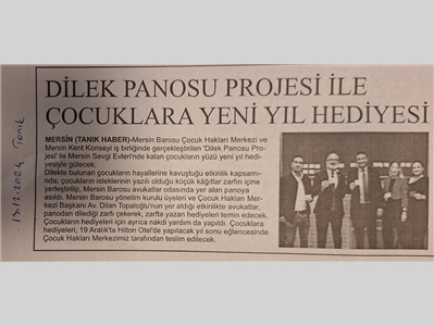 "Dilek Panosu" Projesi ile çocuklara yılbaşı hediyesi