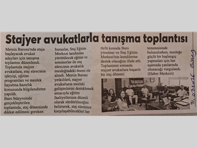 Stajyer avukatlarla tanışma toplantısı yapıldı