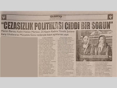 25 Kasım Kadına Yönelik Şiddete Karşı Uluslararası Mücadele Günü Basın Açıklaması