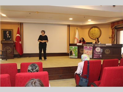MERSİN BAROSU AVUKATLARINA VE PERSONELLERİNE “MEME VE RAHİM AĞZI KANSERİ FARKINDALIK EĞİTİMİ” VERİLDİ