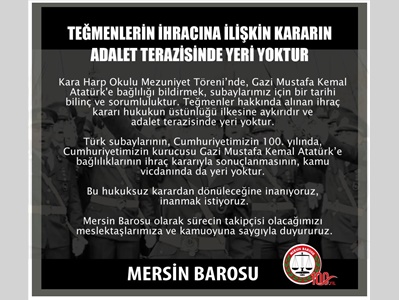TEĞMENLERİN İHRACINA İLİŞKİN KARARIN ADALET TERAZİSİNDE YERİ YOKTUR