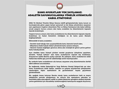 BAROLAR ORTAK AÇIKLAMA YAPTI:  KAMU AVUKATLARI YOK SAYILAMAZ
