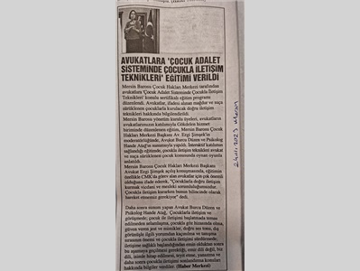 Avukatlara, "Çocuk Adalet Sisteminde Çocukla İletişim Teknikleri" eğitimi verildi