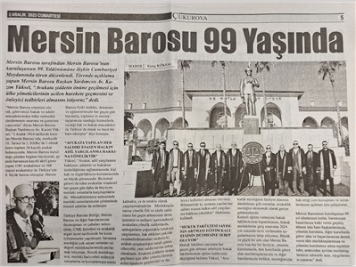 Mersin Barosu 99 yaşında