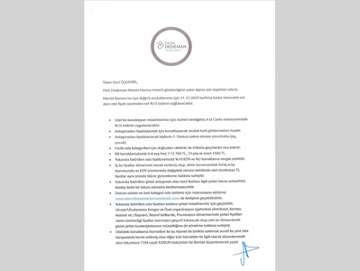 PARK DEDEMAN MERSİN MARİNA HOTEL İLE İNDİRİM PROTOKOLÜ İMZALANDI