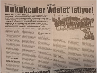MERSİN BAROSU 2024-2025 ADLİ YIL AÇILIŞ TÖRENİ DÜZENLEDİ