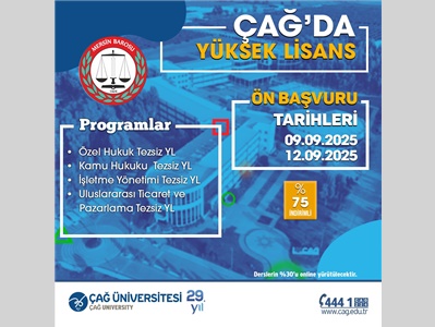ÇAĞ ÜNİVERSİTESİ TEZSİZ YÜKSEK LİSANS ÖN BAŞVURU